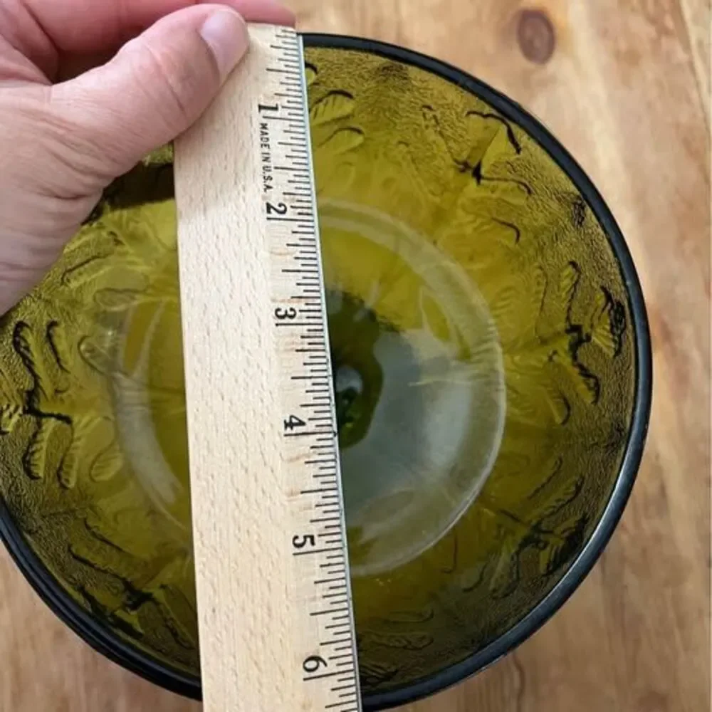 Indiana Glass Oak Leaf Green Design, Footed Bowl Circa 1975